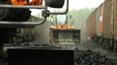 Ekskavatör, yük treni kömür boşaltma