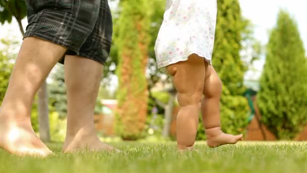 Bébé premiers pas sur l'herbe — Video