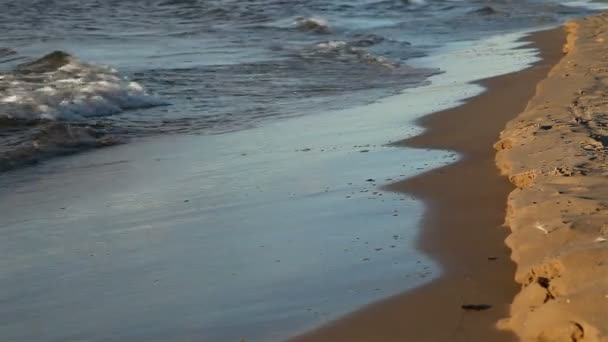 Морские волны на берегу . — стоковое видео