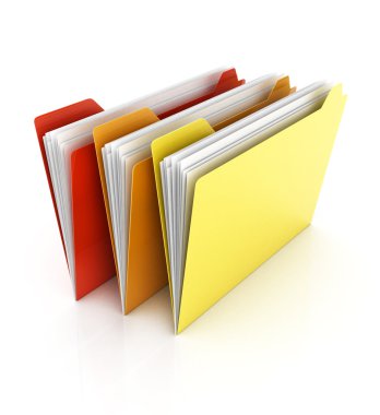 Folders and files on white clipart