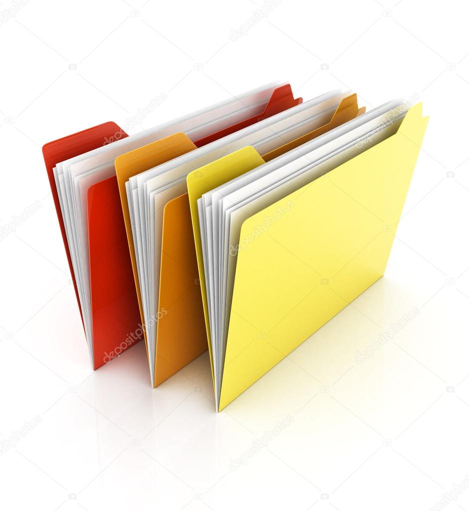 Folders and files on white