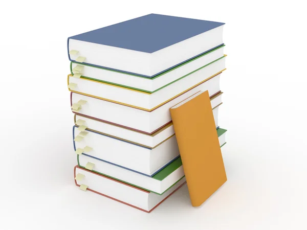 Bücherstapel mit Lesezeichen und leeren Einbänden — Stockfoto