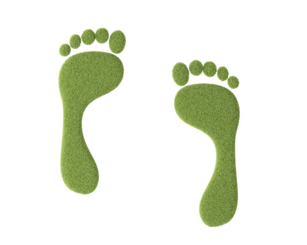 Footprint with grass on white — Stock Photo, Image