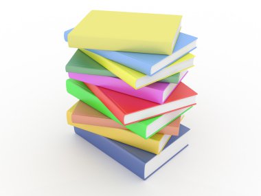 Beyaz üzerine kitap yığını