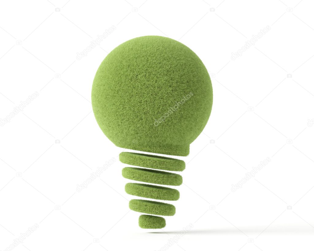 Light bulb with green grass