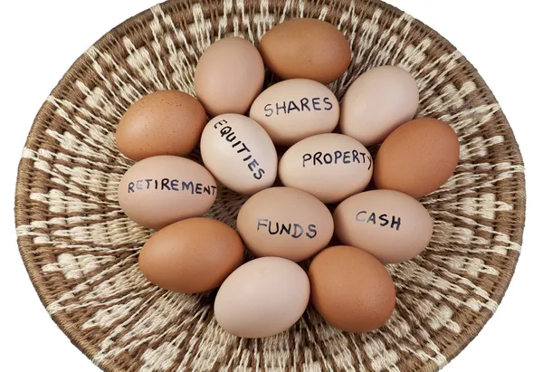 Concepto de cartera de inversión de huevo de cesta —  Fotos de Stock