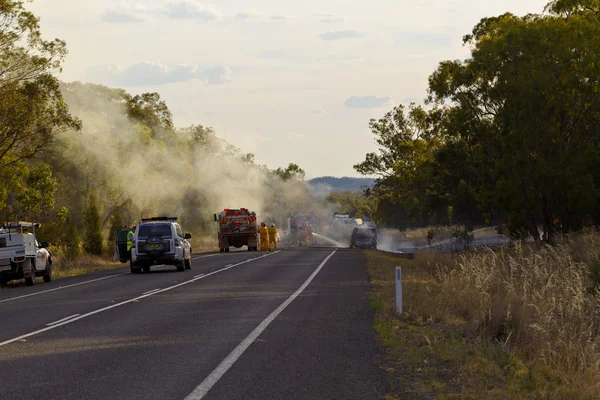 Brand på vägen — Stockfoto