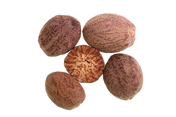 Nutmeg Spice Made Grinding Seeds Kernels Fragrant Nutmeg Tree Myristica — Stockfoto