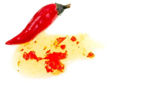 Sweet Chilli Jam Smeared White Surface Copy Space Food Catering — Foto Stock