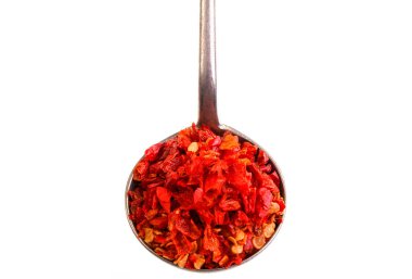 Sun dried homemade chilli peppers flakes used in many cuisines as a spice to add heat to dishes