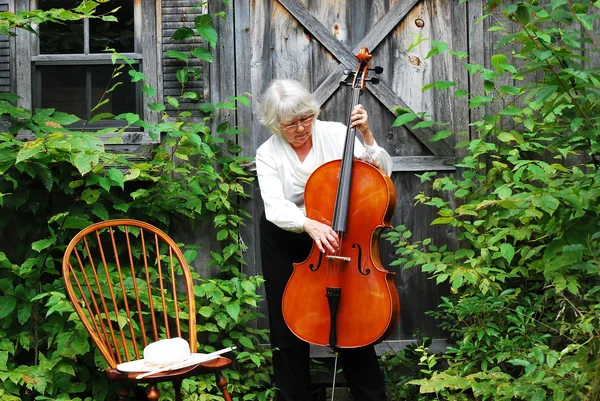 Maduro violoncelista feminino . — Fotografia de Stock