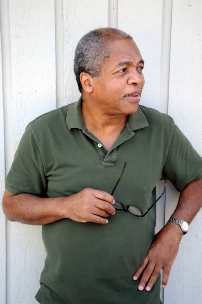 African American Male Senior Expressions Outdoors — Stock Photo, Image