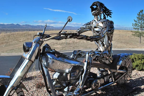 Iron Motorcycle Abstract Displayed Nature Outdoors — Fotografia de Stock