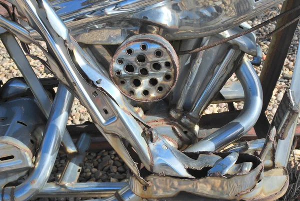 Iron Motorcycle Abstract Displayed Nature Outdoors — 스톡 사진