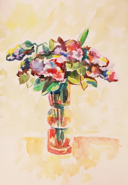 Bouquet of flowers, watercolour painting — Zdjęcie stockowe