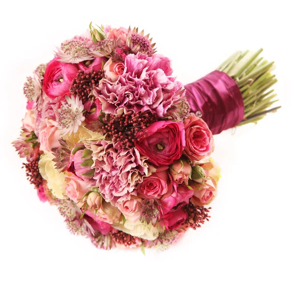 Bouquet da sposa con Astrantia, Skimma, Brassica, rose, Corse — Foto Stock