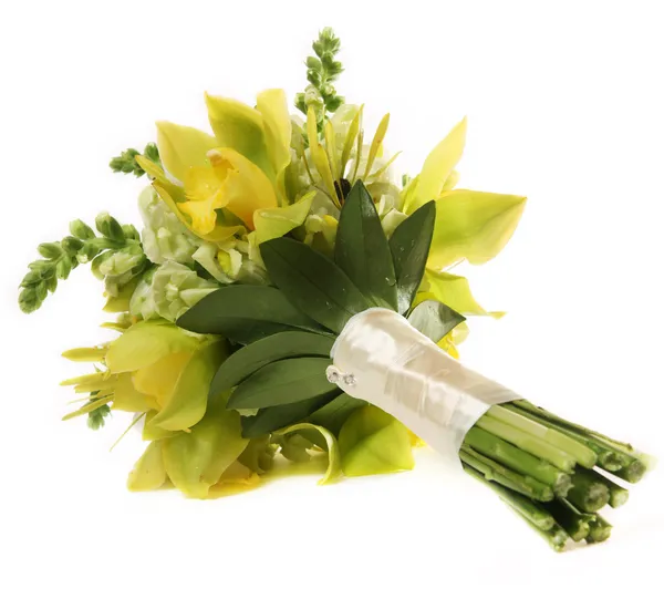 Zelený orchideje svatební kytice — Stock fotografie