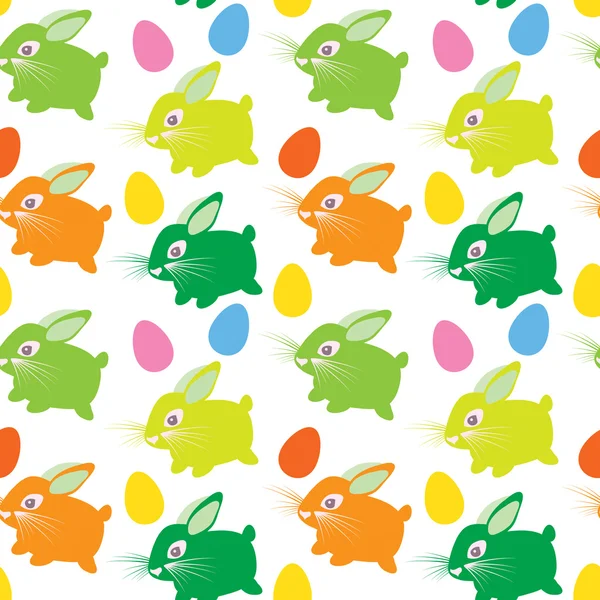 Colorful Easter Wrapping Paper With Cute Bunnies And Eggs Vector