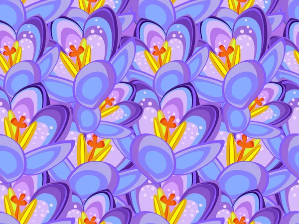 Crocus fleur fond sans couture — Image vectorielle