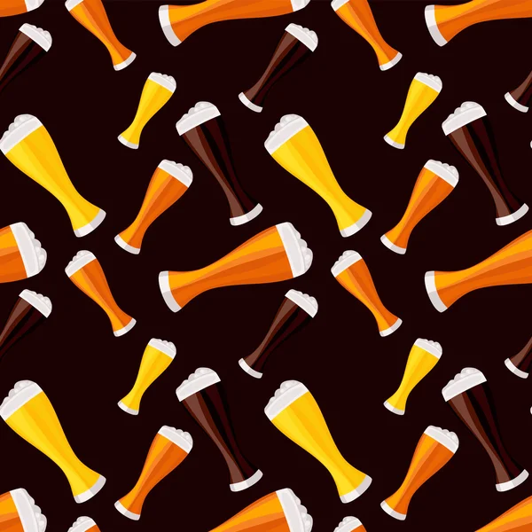 Bières claires, sombres et rouges motif sans couture — Image vectorielle