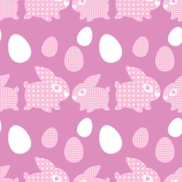 Easter rabbit with eggs seamless pattern — Stock Vector