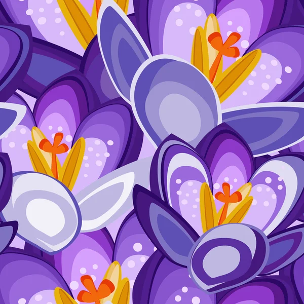 Crocus flower seamless background — Stock Vector
