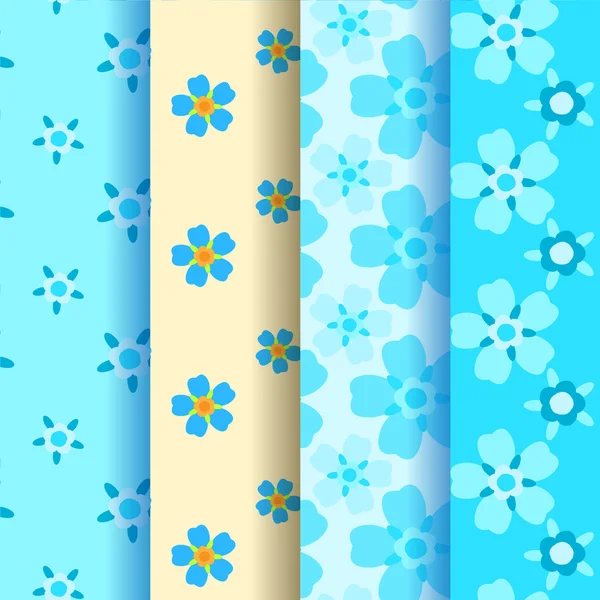 Set of 4 forget-me-not seamless pattern — Stock Vector