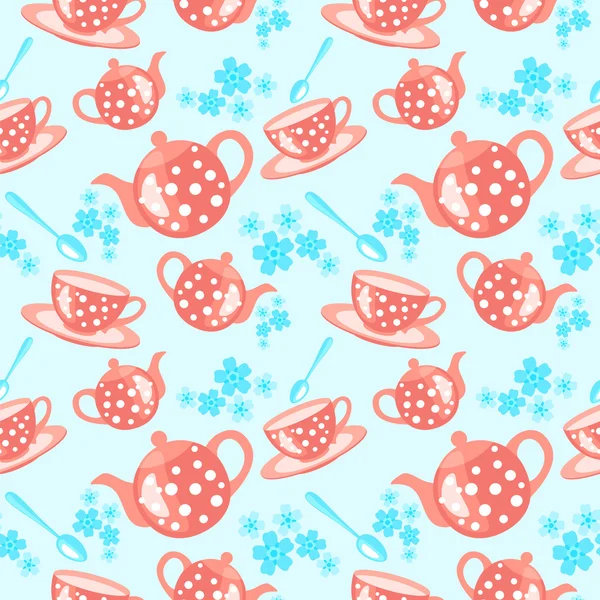 Morning tea seamless pattern — Stock Vector