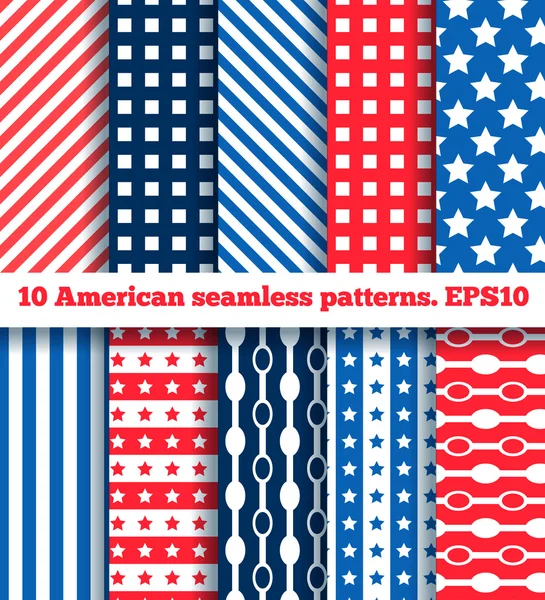 Set of ten american seamless pattern — Stock Vector