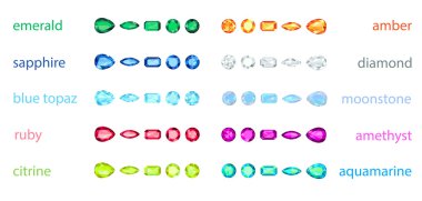 çeşitli gemstone büyük kümesi. eps10, hiçbir degradenin saydamlık yok