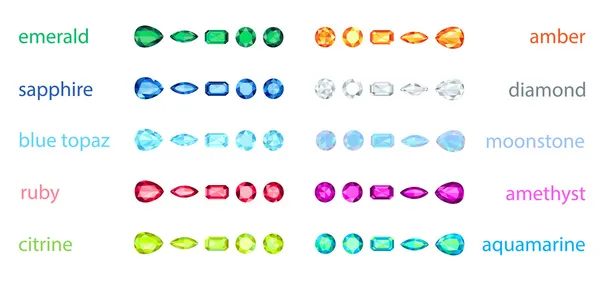 çeşitli gemstone büyük kümesi. eps10, hiçbir degradenin saydamlık yok