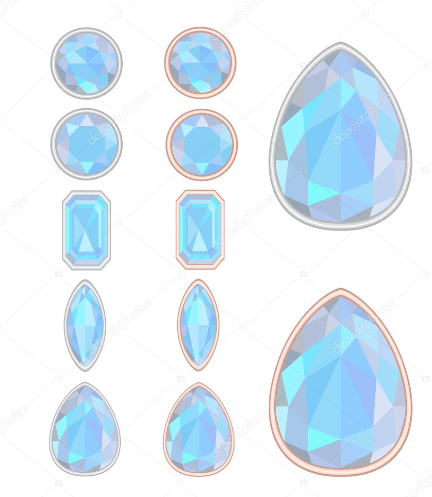 Set of five forms of Moonstone (adularia) cut and two kinds of f