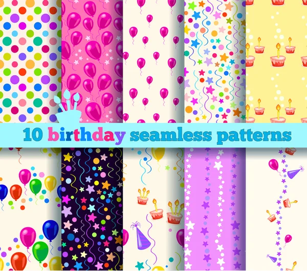 Ten birthday seamless pattern. EPS10 — Stock Vector