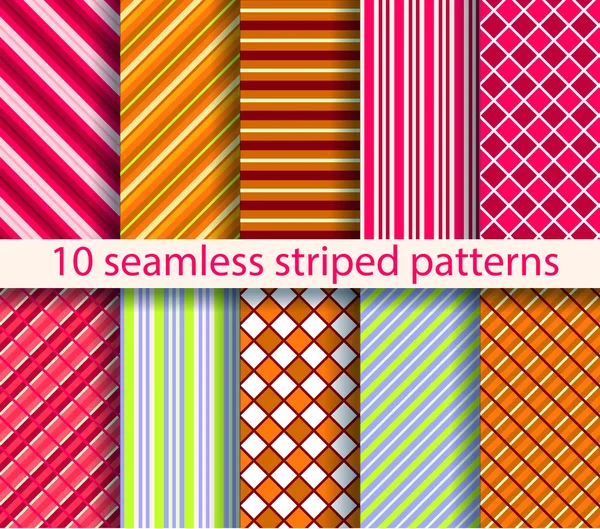 10 seamless patterns. EPS10, no gradient, no transparency — Stock Vector