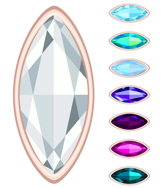 Oval gemstone set. EPS10, no gradient, no transparency — Stock Vector