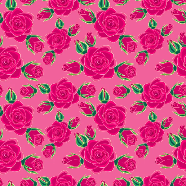 Rose patrón sin costura — Vector de stock