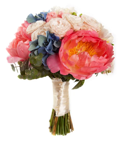 Wedding bouquet with roses and peony — Stock Photo, Image