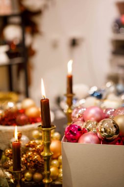 Noel dekorunun elementleri yakın plan