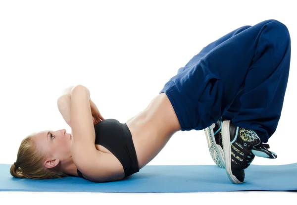 Het meisje de trainer op dansen geïsoleerd op witte achtergrond — Stockfoto