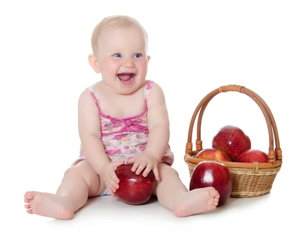 与红苹果的小宝宝 — 图库照片