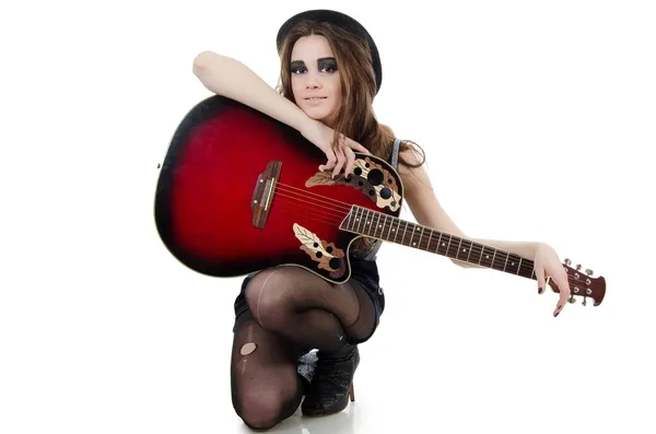 The girl with a guitar - grunge style — Stock Photo, Image