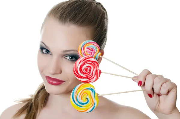 The girl with a sugar candy — Stock Photo, Image