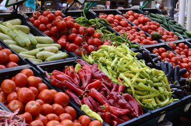 Fresh and organic vegetables at farmers market clipart