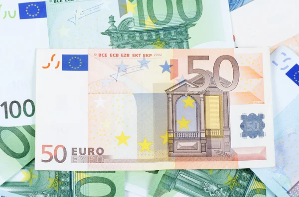 Euro-Banknoten als Hintergrund, Nahaufnahme — Stockfoto