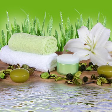 Bambu halıya Spa-yordamları için ayarla