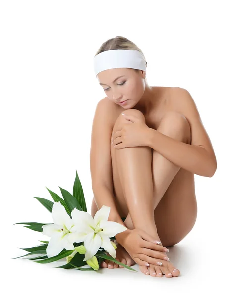 Spa Mujer aislada en blanco — Foto de Stock