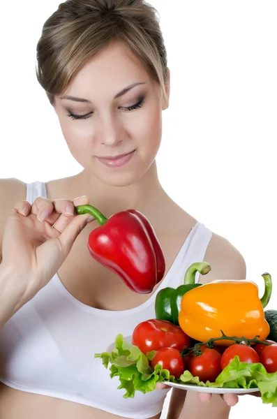 Beautiful girl with vegetables — Stock Photo, Image