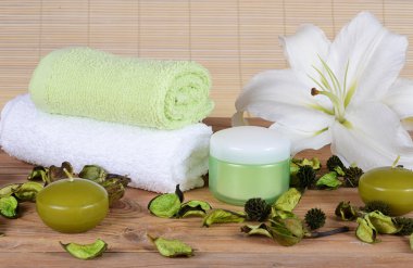 Bambu halıya Spa-yordamları için ayarla