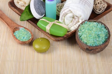 Bambu halıya Spa-yordamları için ayarla