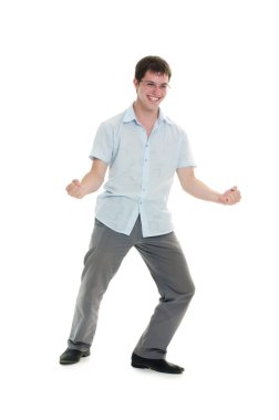 beyaz izole iş adamı standları